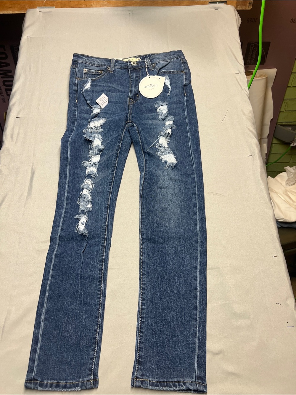Umgee Dark Blue Distressed Straight-Leg Jeans